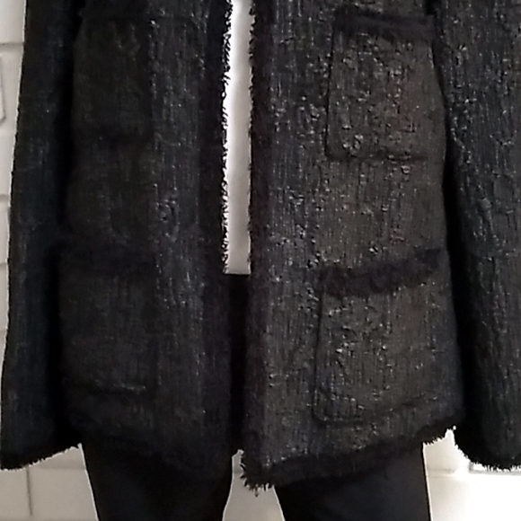 Zara Woman Black/Gray Distressed 4 Pocket Top Hook Lined Jacket. Sz Large. NWT - Picture 3 of 16